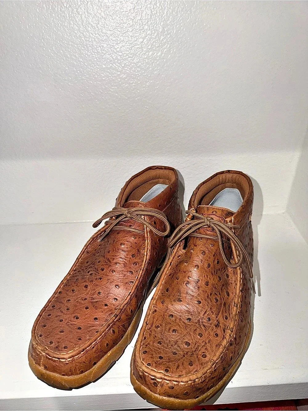 Twisted X Men's Chukka Driving Moc Brown Ostrich Boots US 11 .5 W